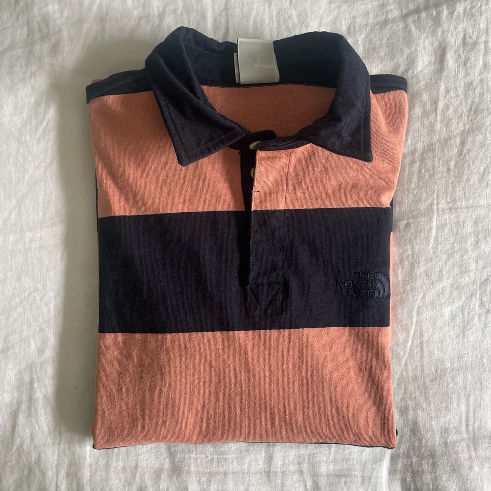 The North Face Rugby Shirt Mens SMALL Long Sleeve Polo Striped Heavy Duty Warm - Picture 15 of 15